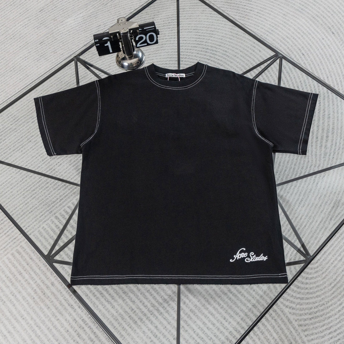 Acne Studios Contrast‑Stitch Script Logo Crew‑Neck Short‑Sleeve T‑Shirt