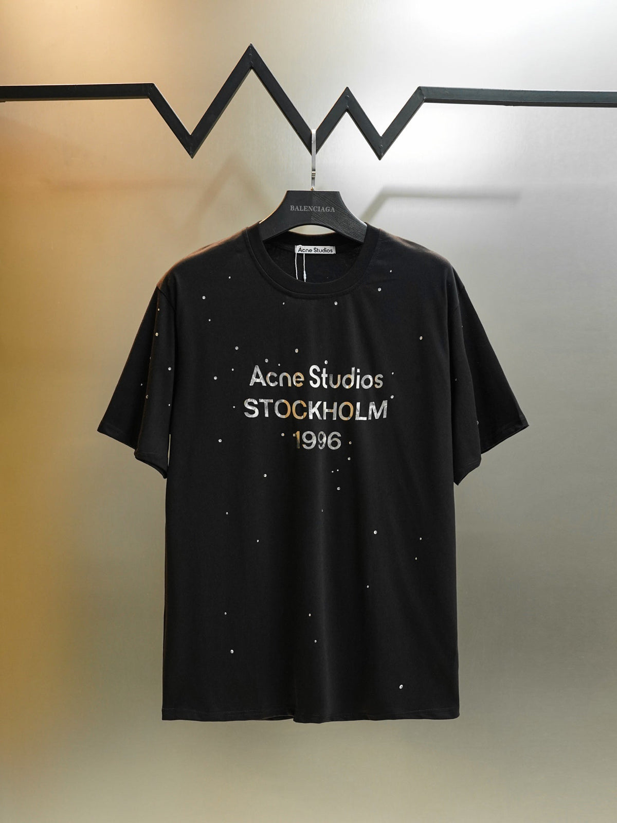 Acne Studios Stockholm 1996 Speckled Print Crew‑Neck Short‑Sleeve T‑Shirt
