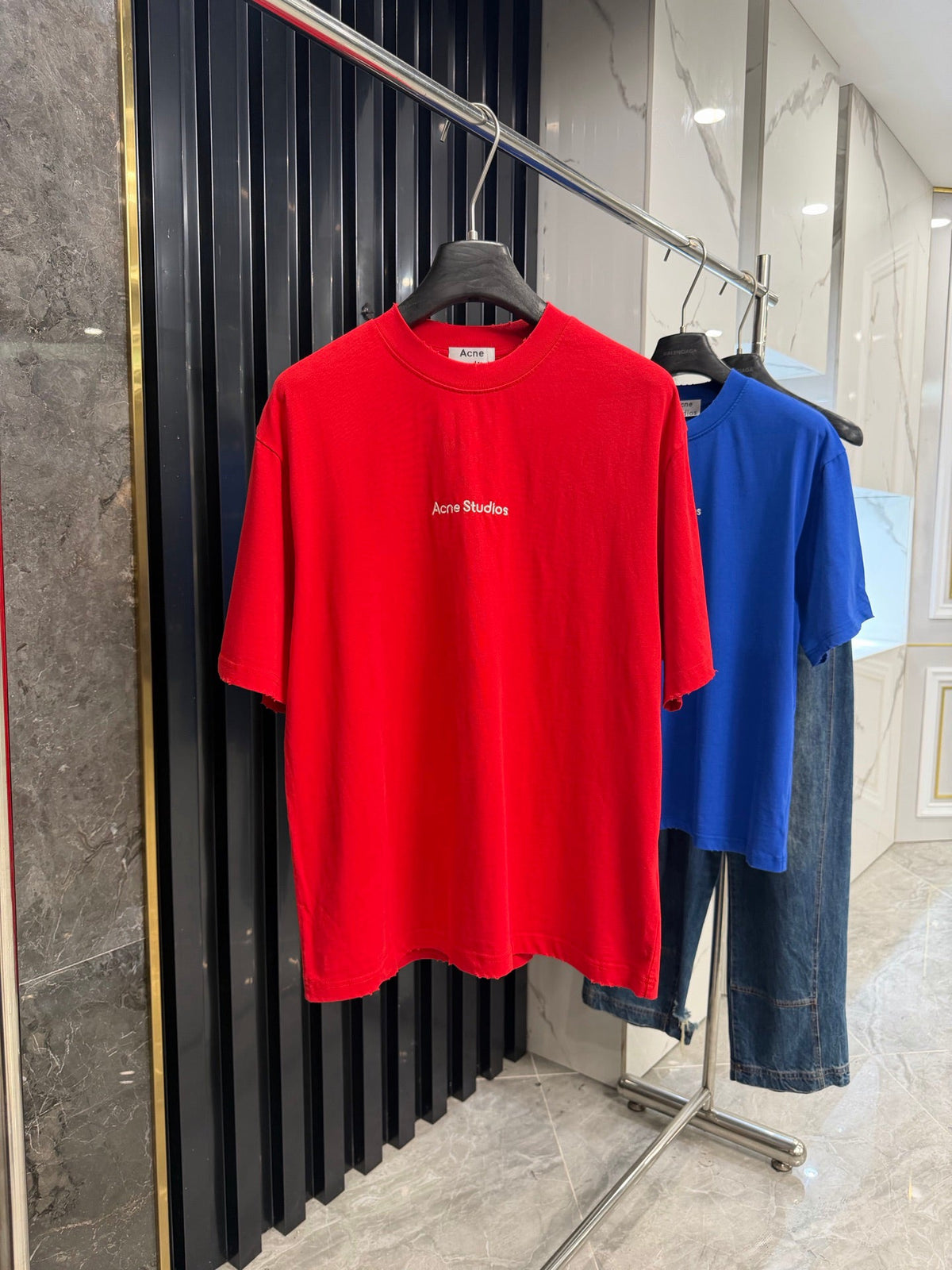 Acne Studios Chest‑Embroidered‑Script Distressed‑Hem Oversized Crew‑Neck T‑Shirt
