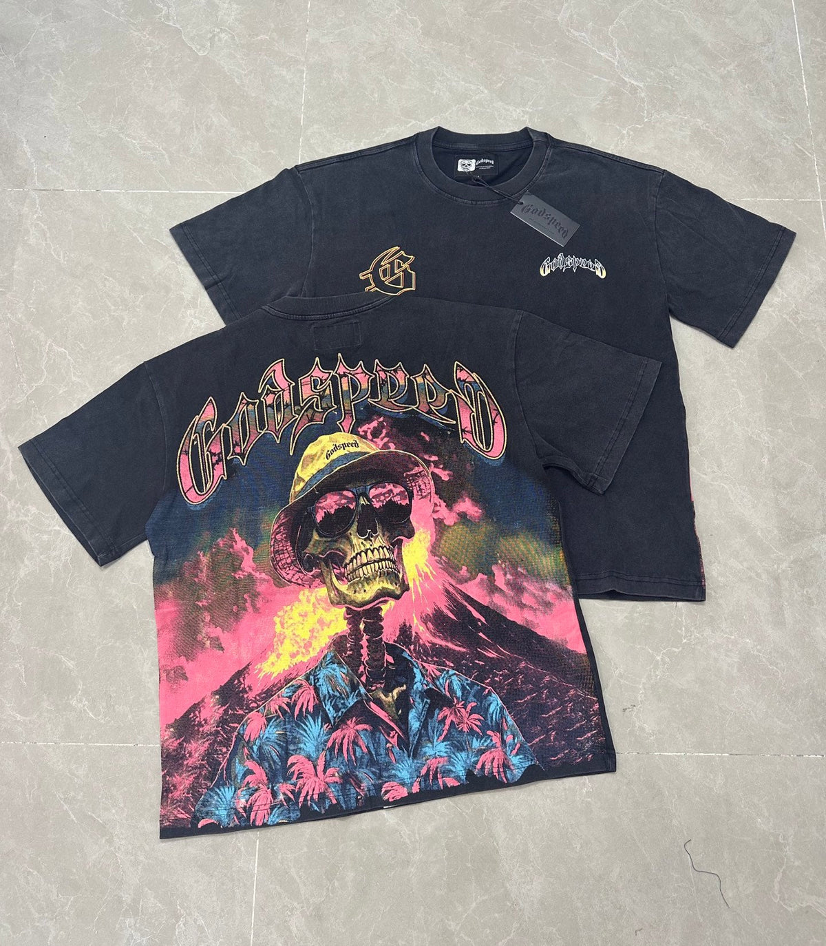 Godspeed Volcano Skull Tropical Washed Graphic Tee