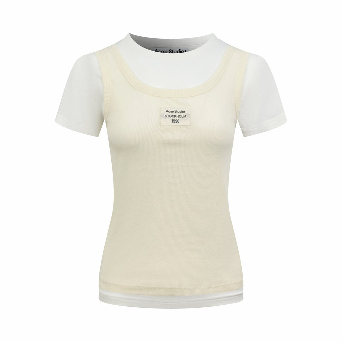 Acne Studios 1996‑Label Mock‑Layered Ribbed Tank Short‑Sleeve Top