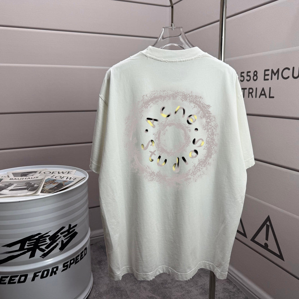 Acne Studios Back Circular‑Print T‑Shirt, Off‑White