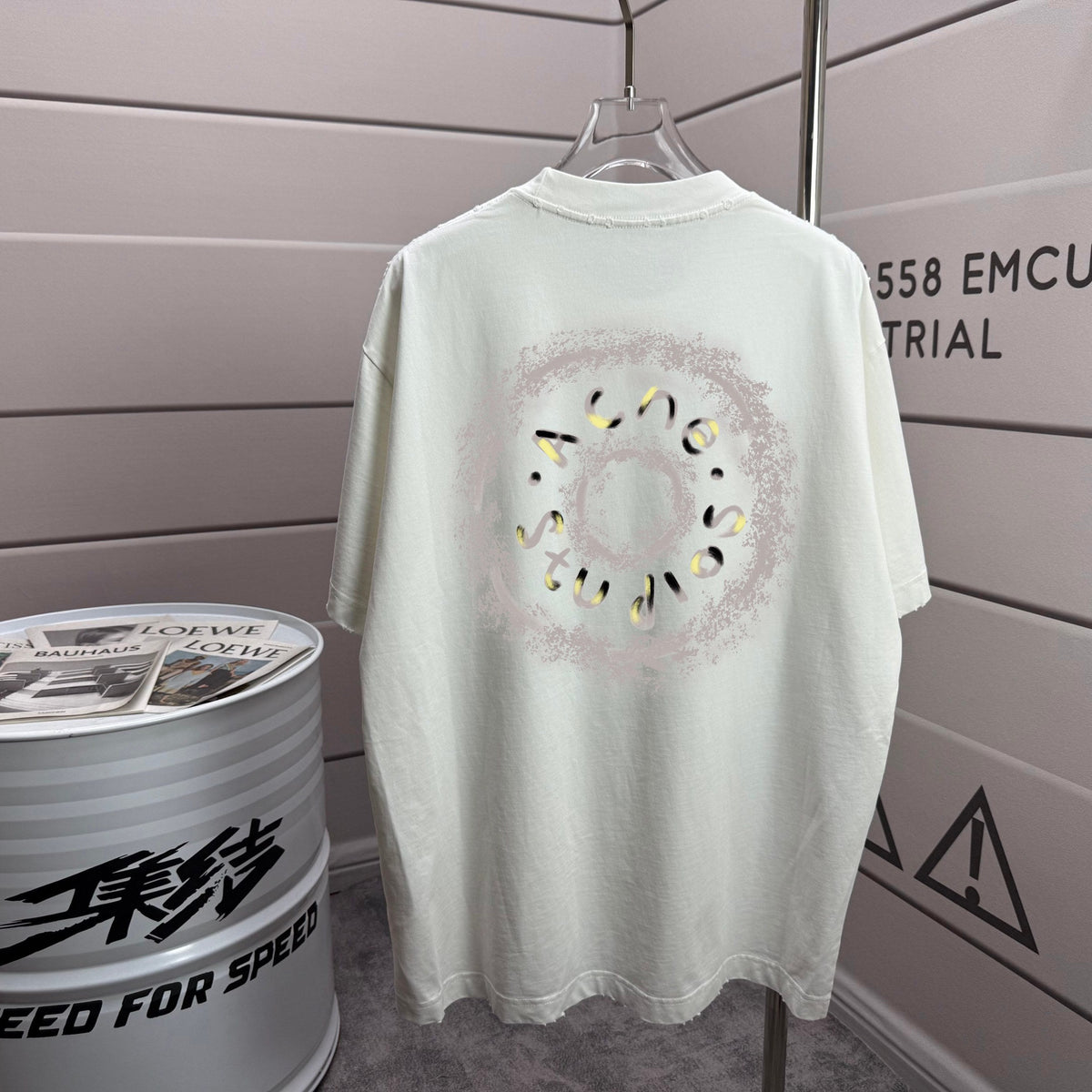 Acne Studios Back Circular‑Print T‑Shirt, Off‑White