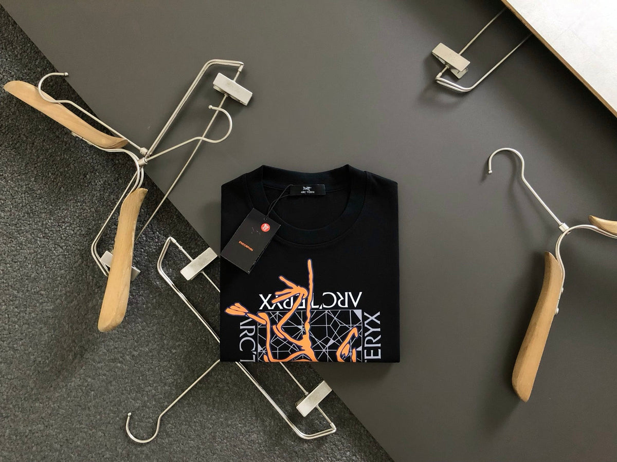 Geometric Frame Fossil‑Bird Graphic Print Short‑Sleeve T‑Shirt