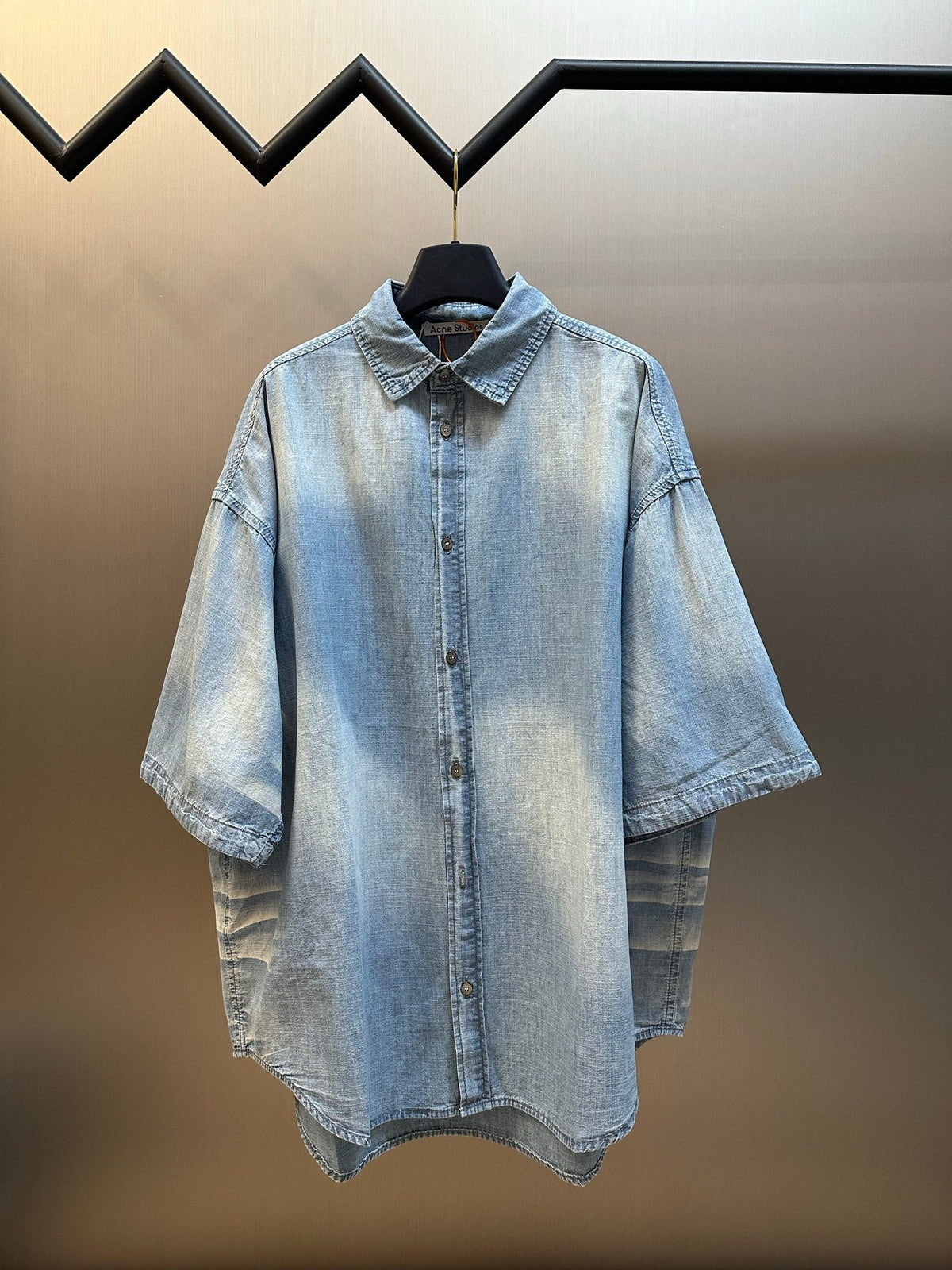 Acne Studios Oversized Short‑Sleeve Denim Button‑Down Shirt