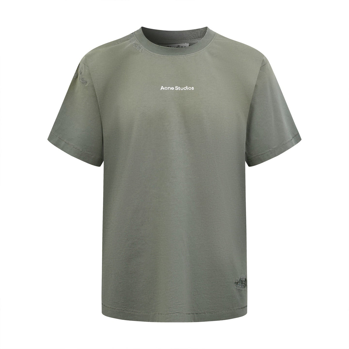 Acne Studios Distressed‑Detail Centered Text‑Logo Crew‑Neck Short‑Sleeve T‑Shirt