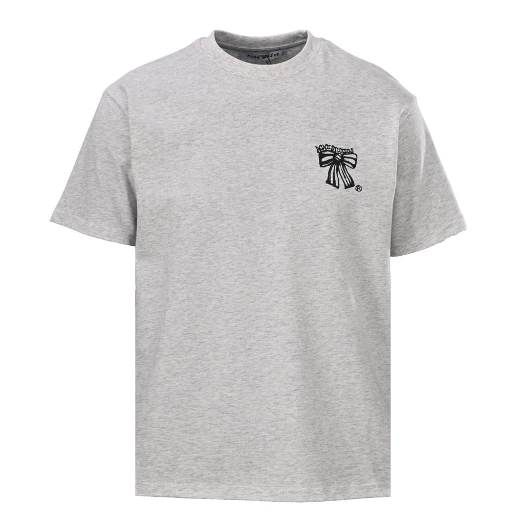 Acne Studios Bow‑Graphic Heather‑Grey Oversized Crew‑Neck T‑Shirt