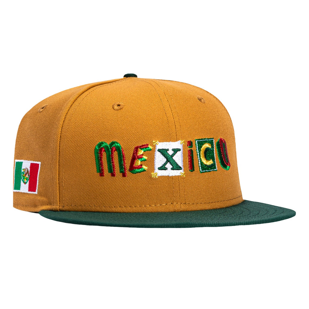 1   New Era 59Fifty Mexico Mexican Flag Patch Ransom Hat - Khaki, Green
