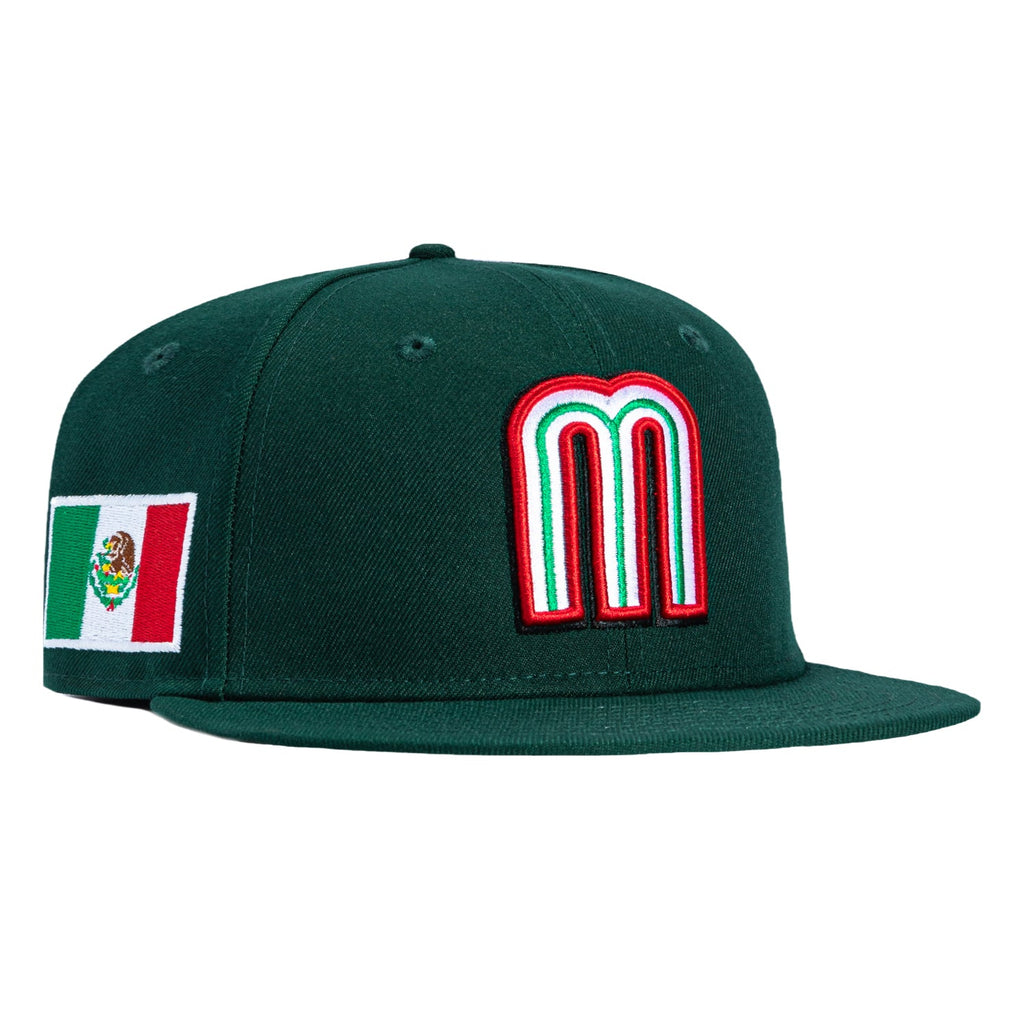 1   New Era 59Fifty Mexico World Baseball Classic Mexico Flag Patch Pink UV Hat - Green