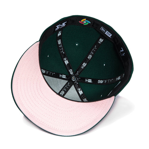 1   New Era 59Fifty Mexico World Baseball Classic Mexico Flag Patch Pink UV Hat - Green
