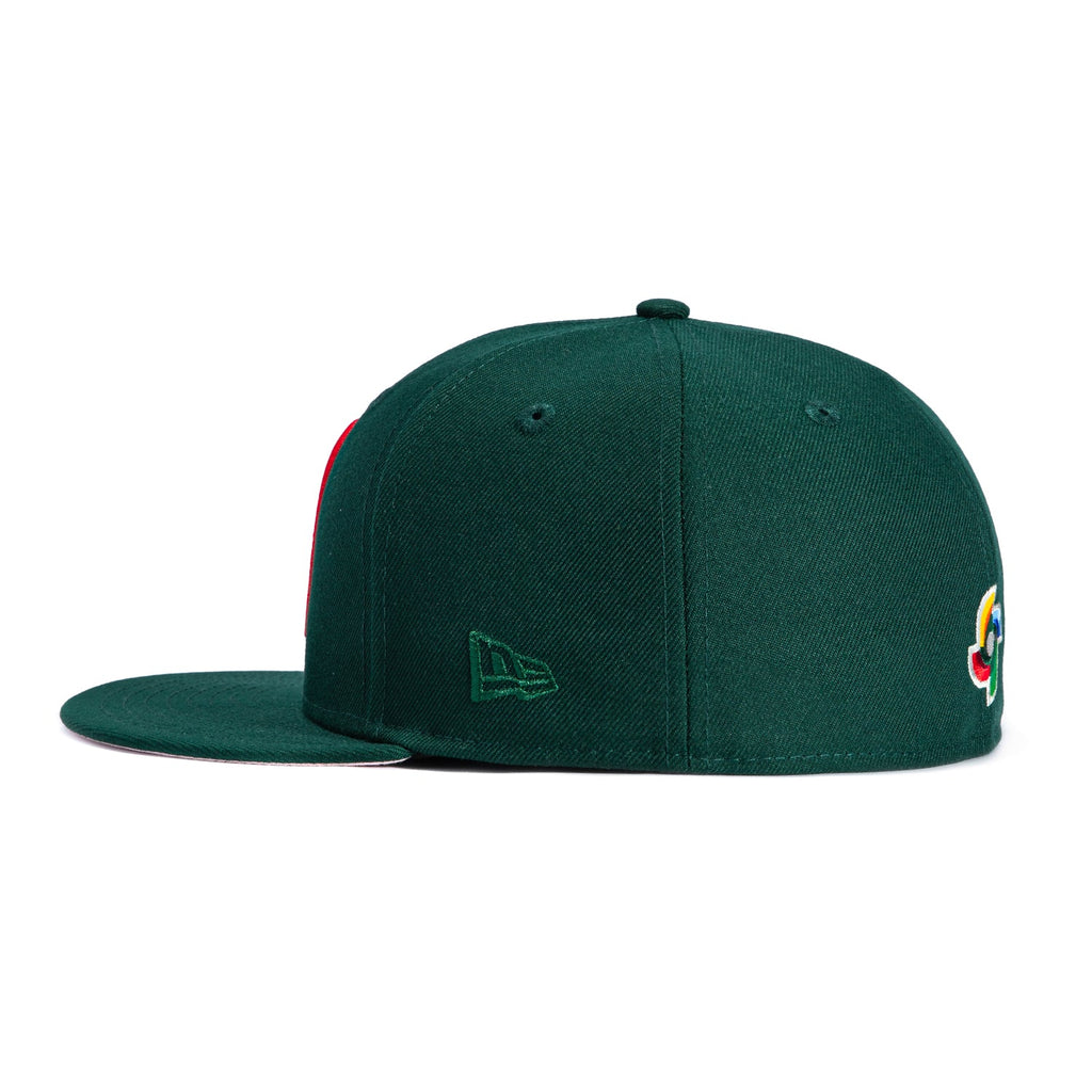 1   New Era 59Fifty Mexico World Baseball Classic Mexico Flag Patch Pink UV Hat - Green