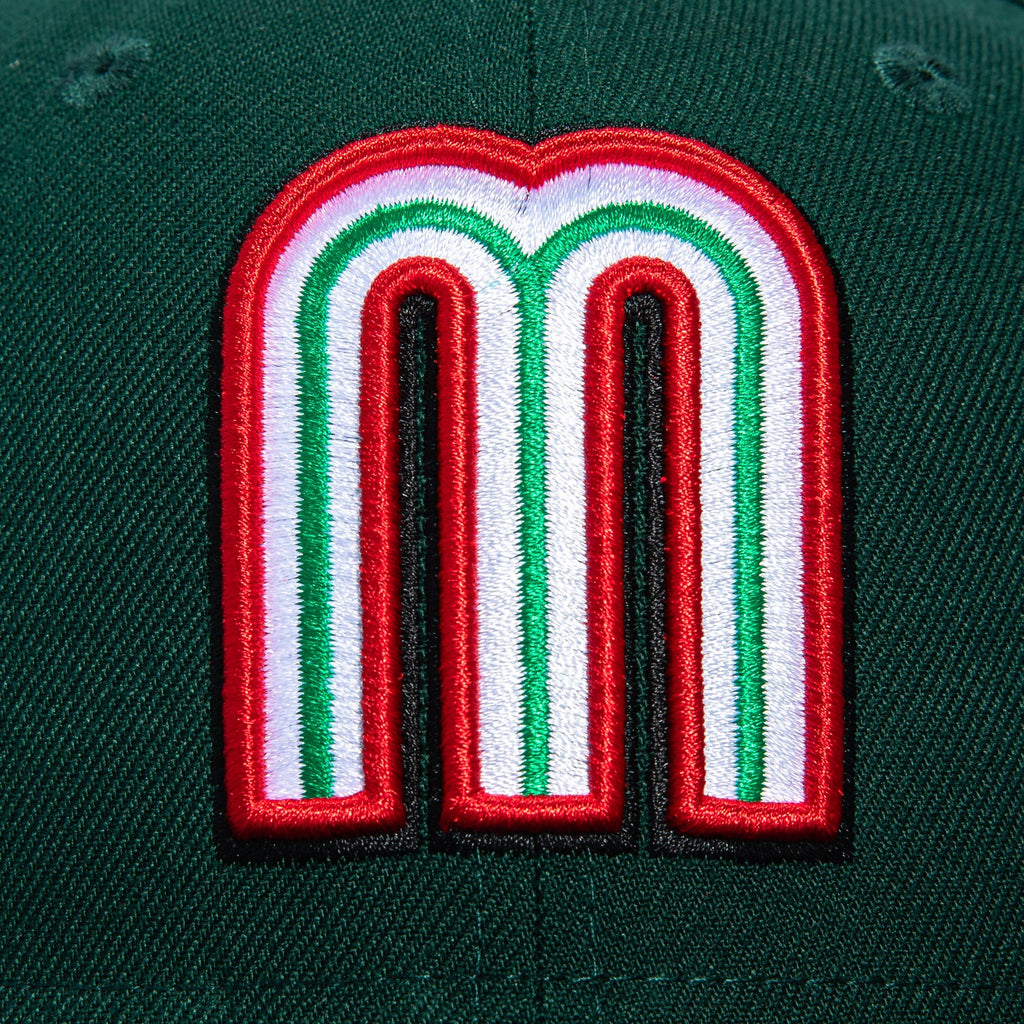 1   New Era 59Fifty Mexico World Baseball Classic Mexico Flag Patch Pink UV Hat - Green
