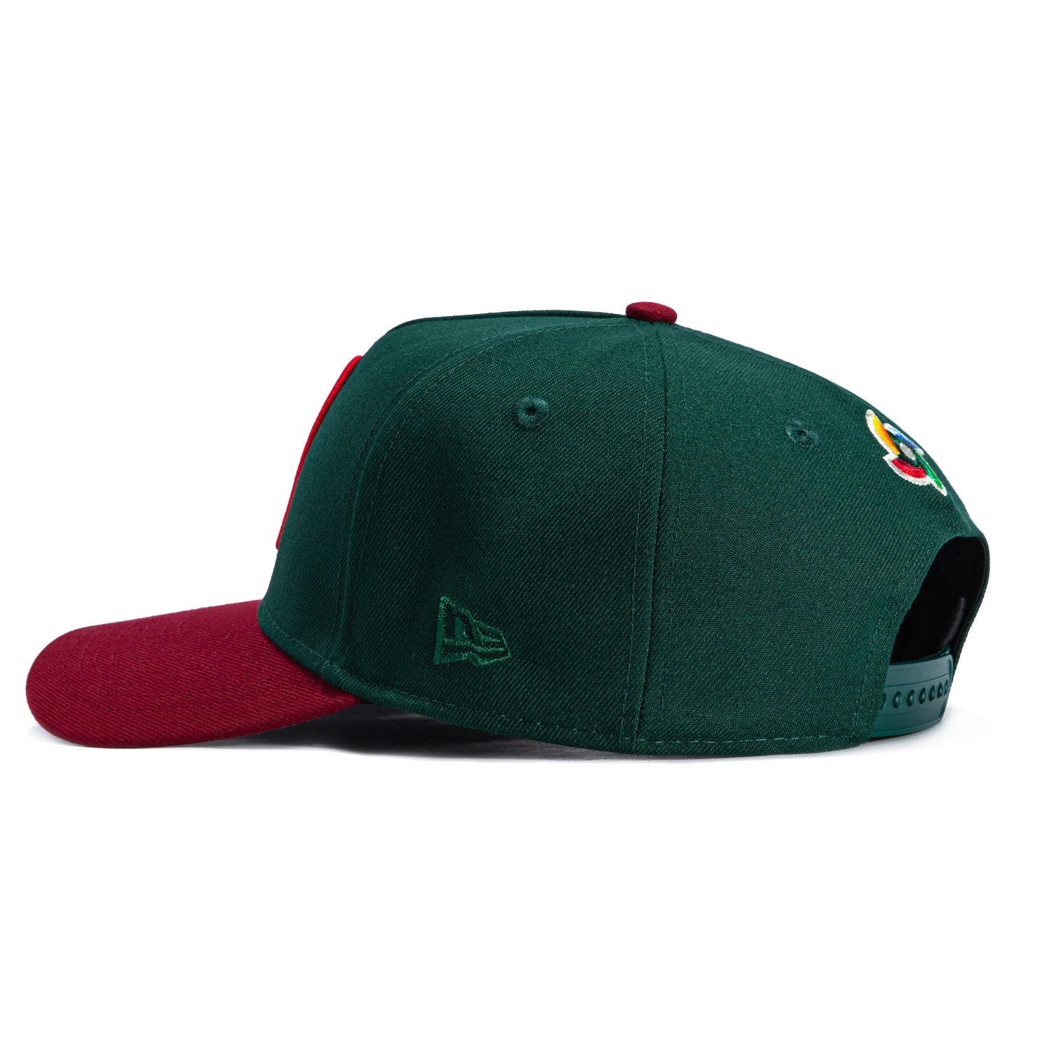 New Era 9Forty A-Frame Mexico World Baseball Classic Mexico Flag Patch Snapback Hat - Green, Cardinal