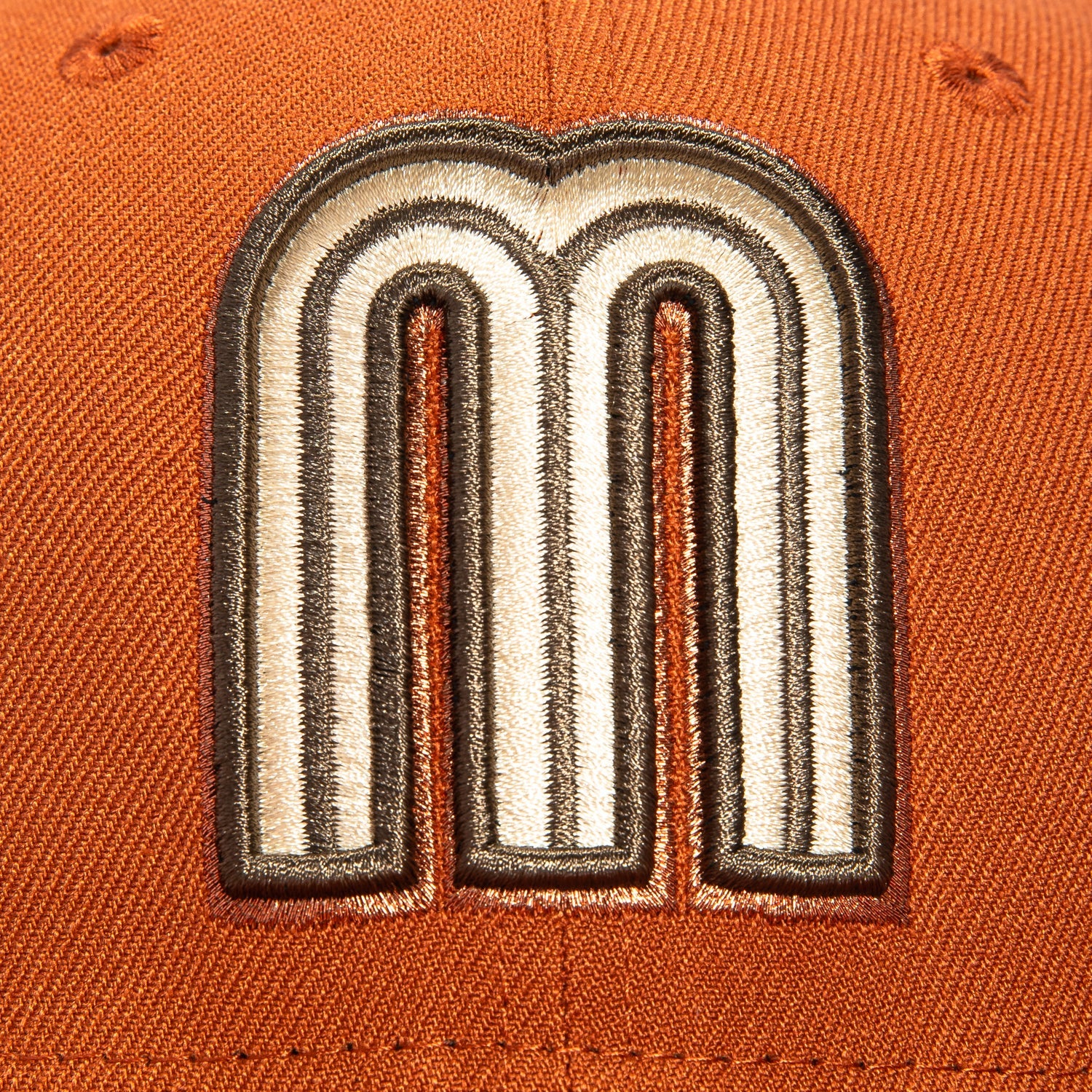 1    New Era 59Fifty Mexico World Baseball Classic Mexico Flag Patch Hat - Burnt Orange, Brown, Metallic Copper