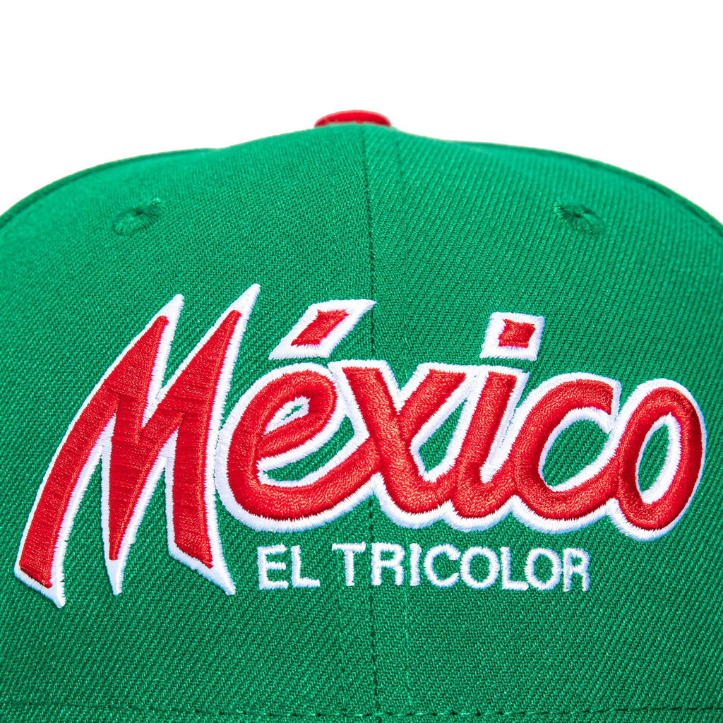 1    New Era 59Fifty Mexico El Tricolor Mexico Flag Patch Script Hat - Kelly Green