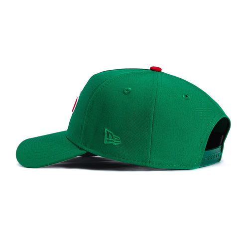 1   New Era 9Forty A-Frame Mexico El Tricolor Mexico Flag Patch Script Snapback Hat - Kelly Green