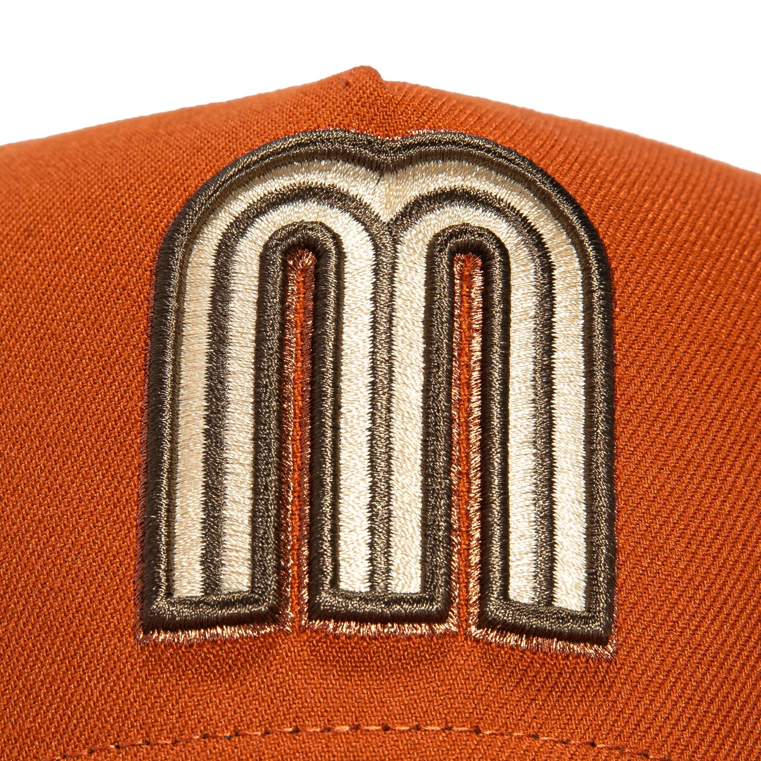 1   New Era 9Forty A-Frame Mexico World Baseball Classic Mexico Flag Patch Snapback Hat - Burnt Orange, Brown, Metallic Copper