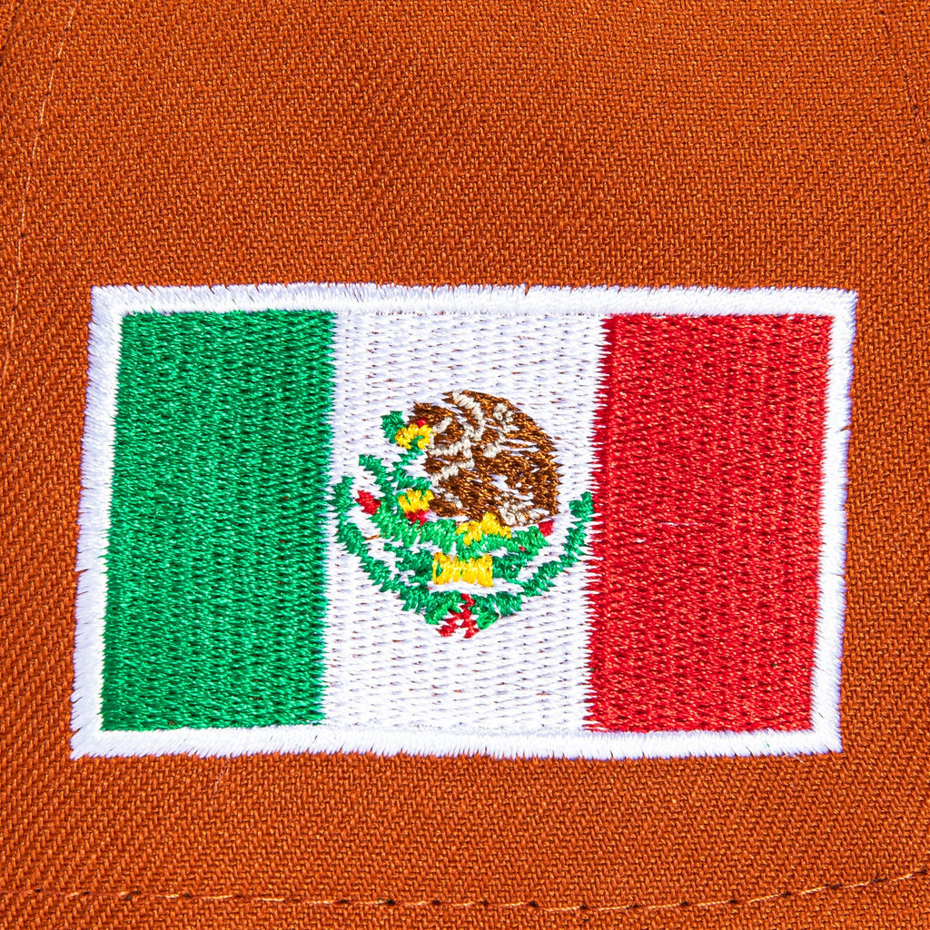 1   New Era 9Forty A-Frame Mexico World Baseball Classic Mexico Flag Patch Snapback Hat - Burnt Orange, Brown, Metallic Copper