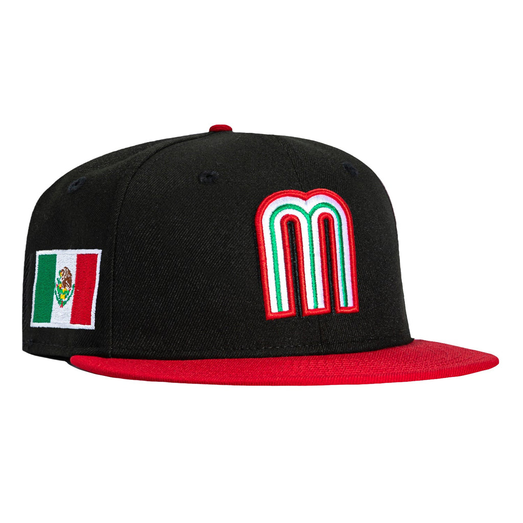 New Era 59Fifty Mexico World Baseball Classic Mexico Flag Patch Hat - Black, Red
