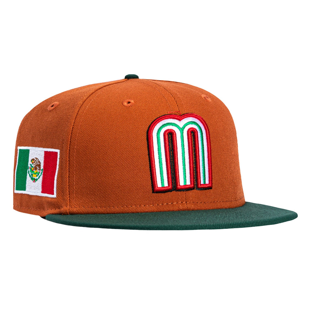 New Era 59Fifty Mexico World Baseball Classic Mexico Flag Patch Hat - Burnt Orange, Green