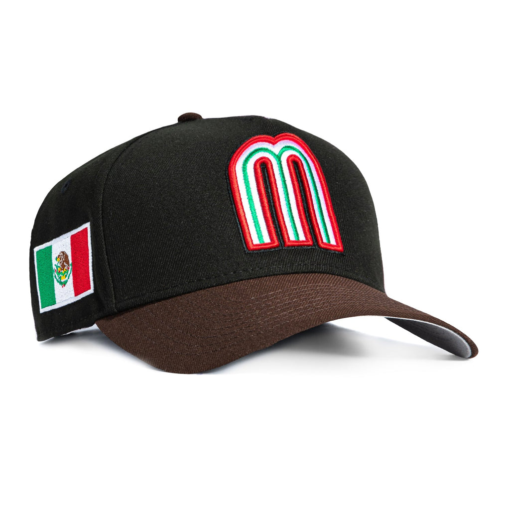 New Era 9Forty A-Frame Mexico World Baseball Classic Mexico Flag Patch Snapback Hat - Black, Brown