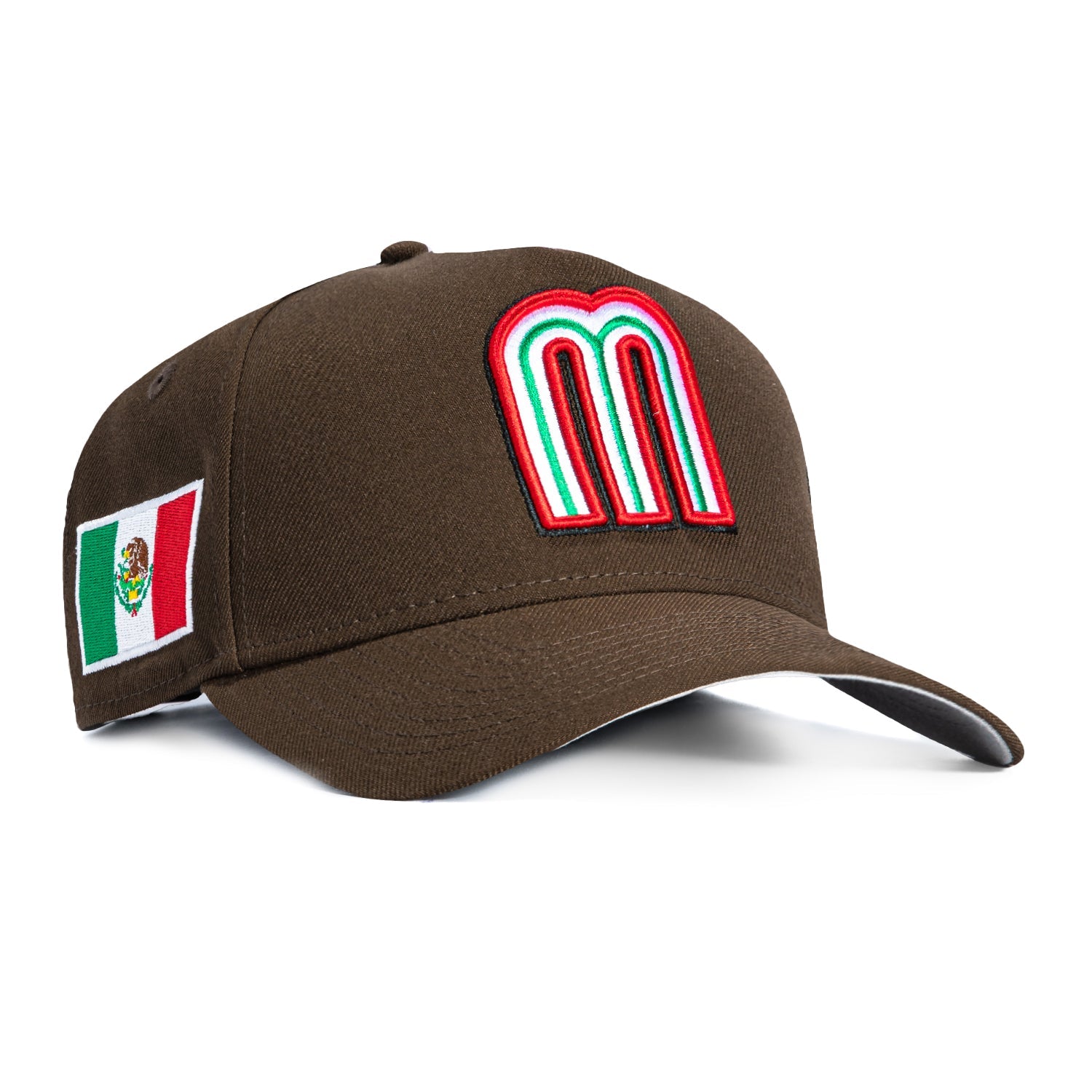 1    New Era 9Forty A-Frame Mexico World Baseball Classic Mexico Flag Patch Snapback Hat - Brown
