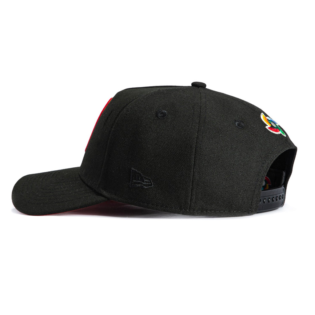 New Era 9Forty A-Frame Mexico World Baseball Classic Mexico Flag Patch Snapback Red UV Hat - Black