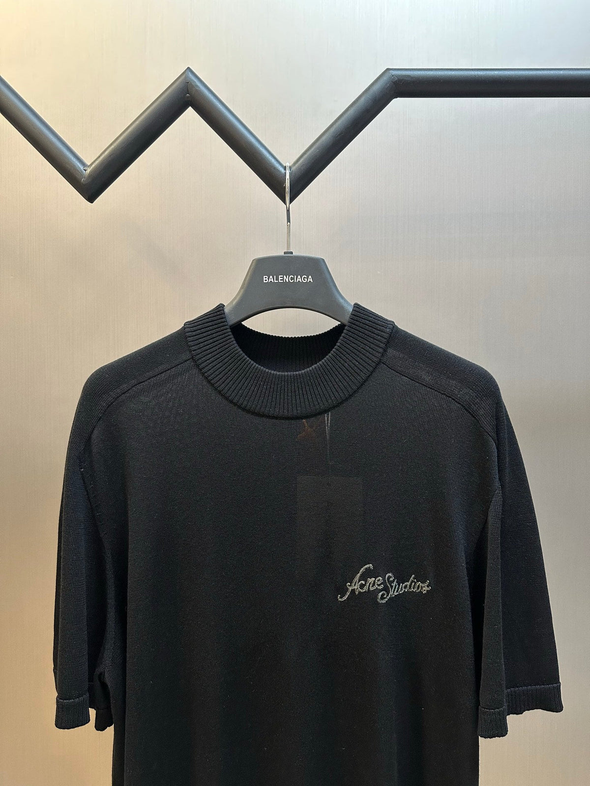 Acne Studios Short‑Sleeve Mock Neck Knit Top