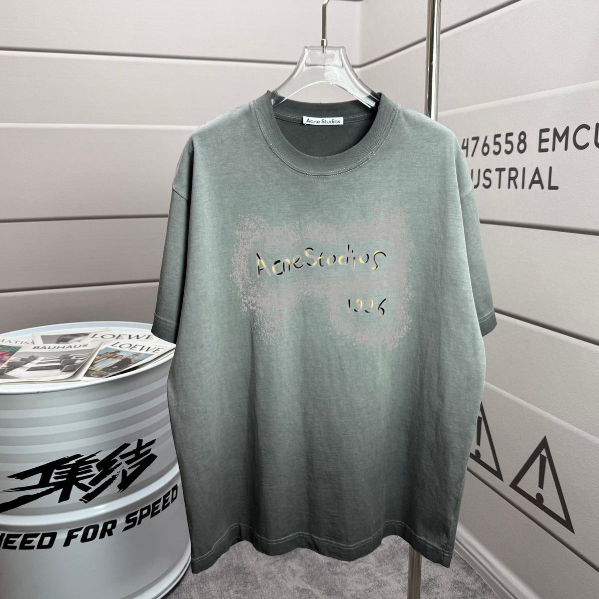 Acne Studios Back Circular‑Print T‑Shirt, Off‑White
