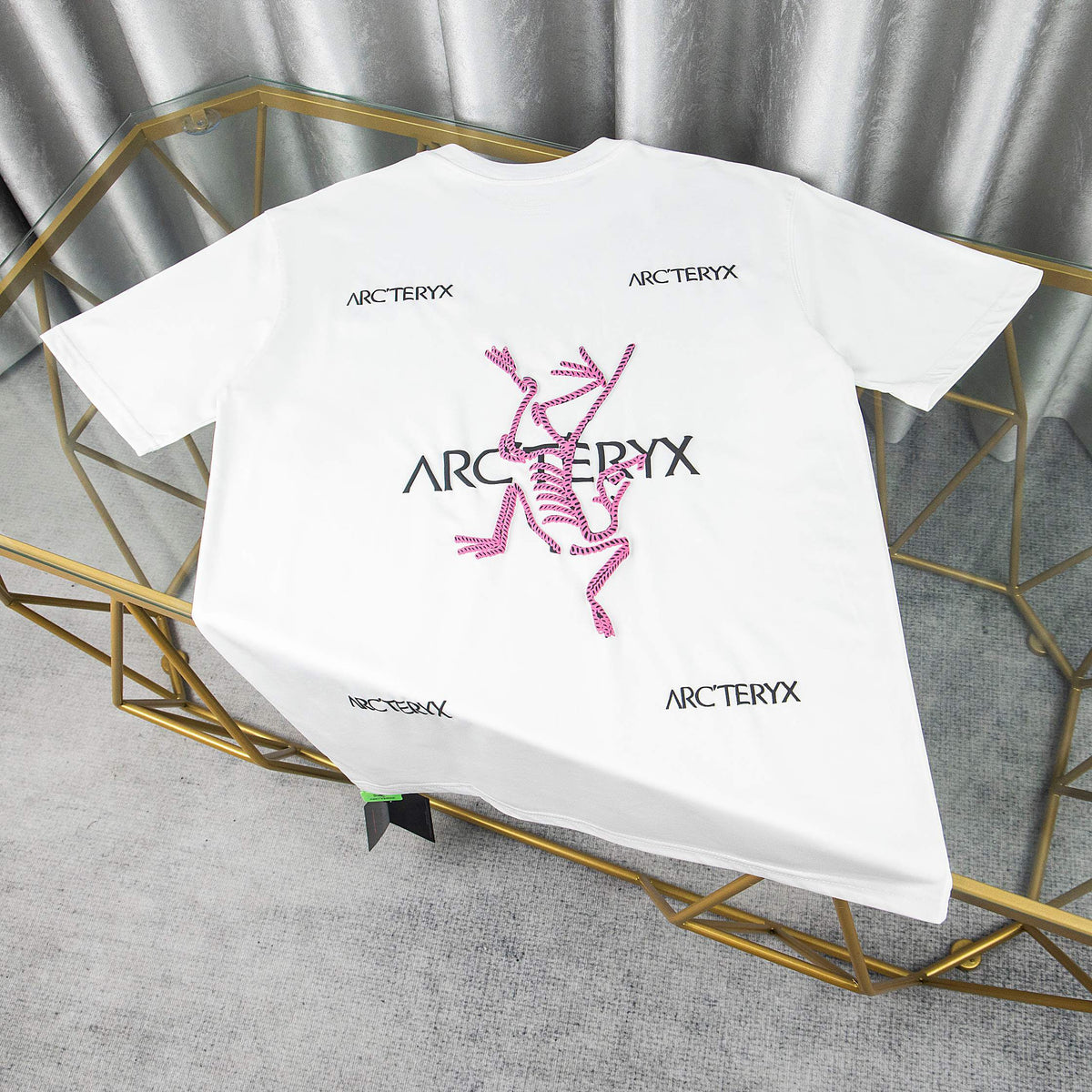 Arc'teryx Pink Chest Wordmark & Back Multi-Label Skeleton Bird Unisex T-Shirt