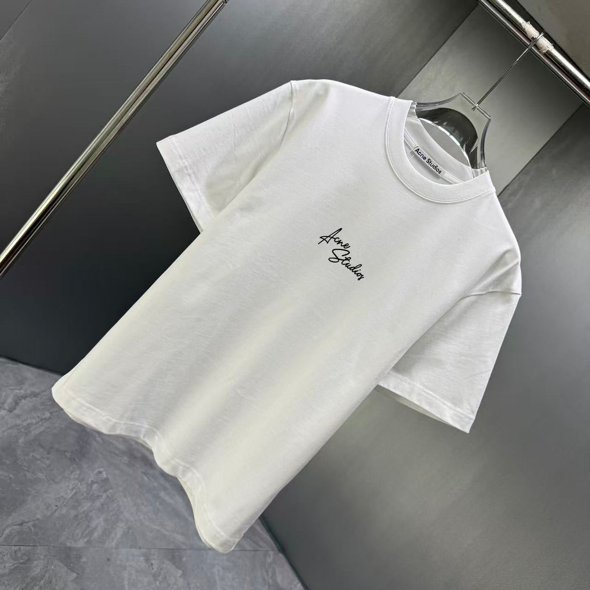 Acne Studios Chest Script‑Logo Crew‑Neck Short‑Sleeve T‑Shirt