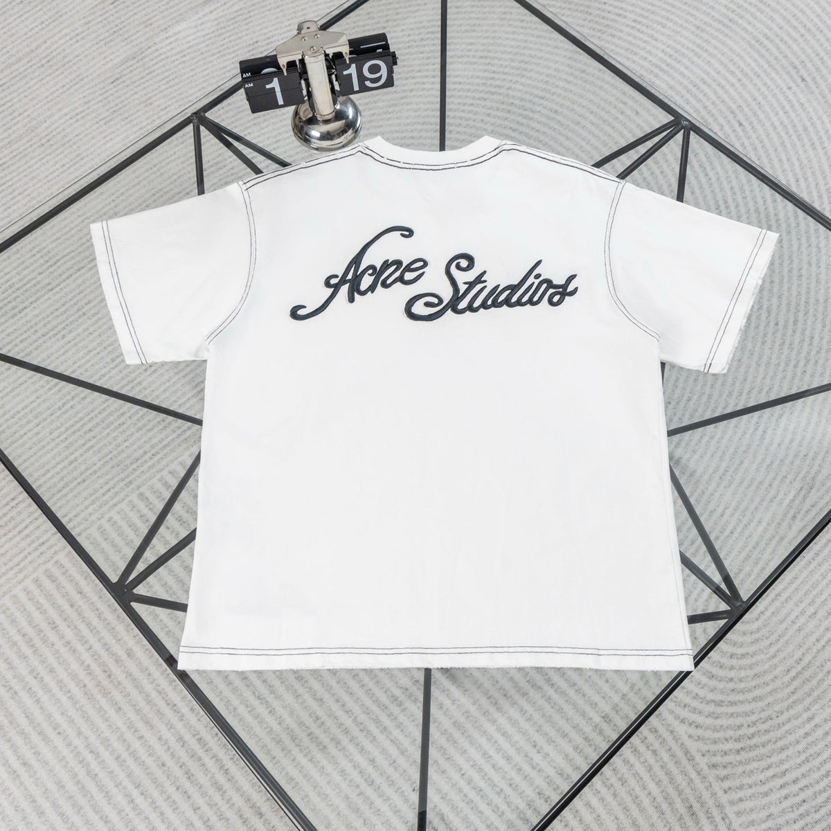 Acne Studios Contrast‑Stitch Script Logo Crew‑Neck Short‑Sleeve T‑Shirt