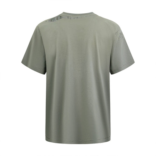 Acne Studios Distressed‑Detail Centered Text‑Logo Crew‑Neck Short‑Sleeve T‑Shirt