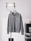 Acne Studios Est.1996 Embroidered Long‑Sleeve Knit Polo Shirt