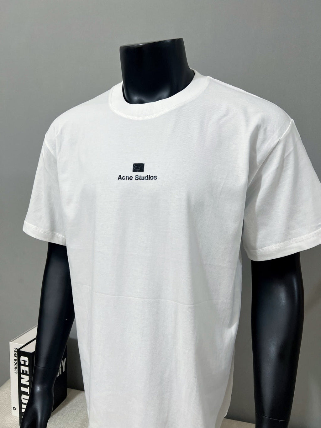 Acne Studios Square‑Face‑Icon Chest‑Print Oversized Crew‑Neck T‑Shirt