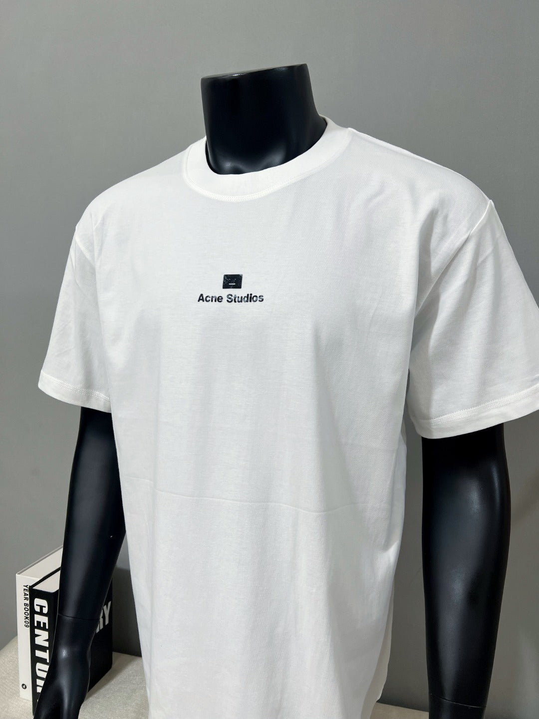 Acne Studios Square‑Face‑Icon Chest‑Print Oversized Crew‑Neck T‑Shirt