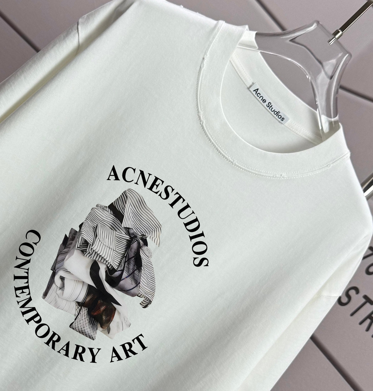 Acne Studios Contemporary‑Art Circular Graphic Distressed‑Trim Crew‑Neck Short‑Sleeve T‑Shirt