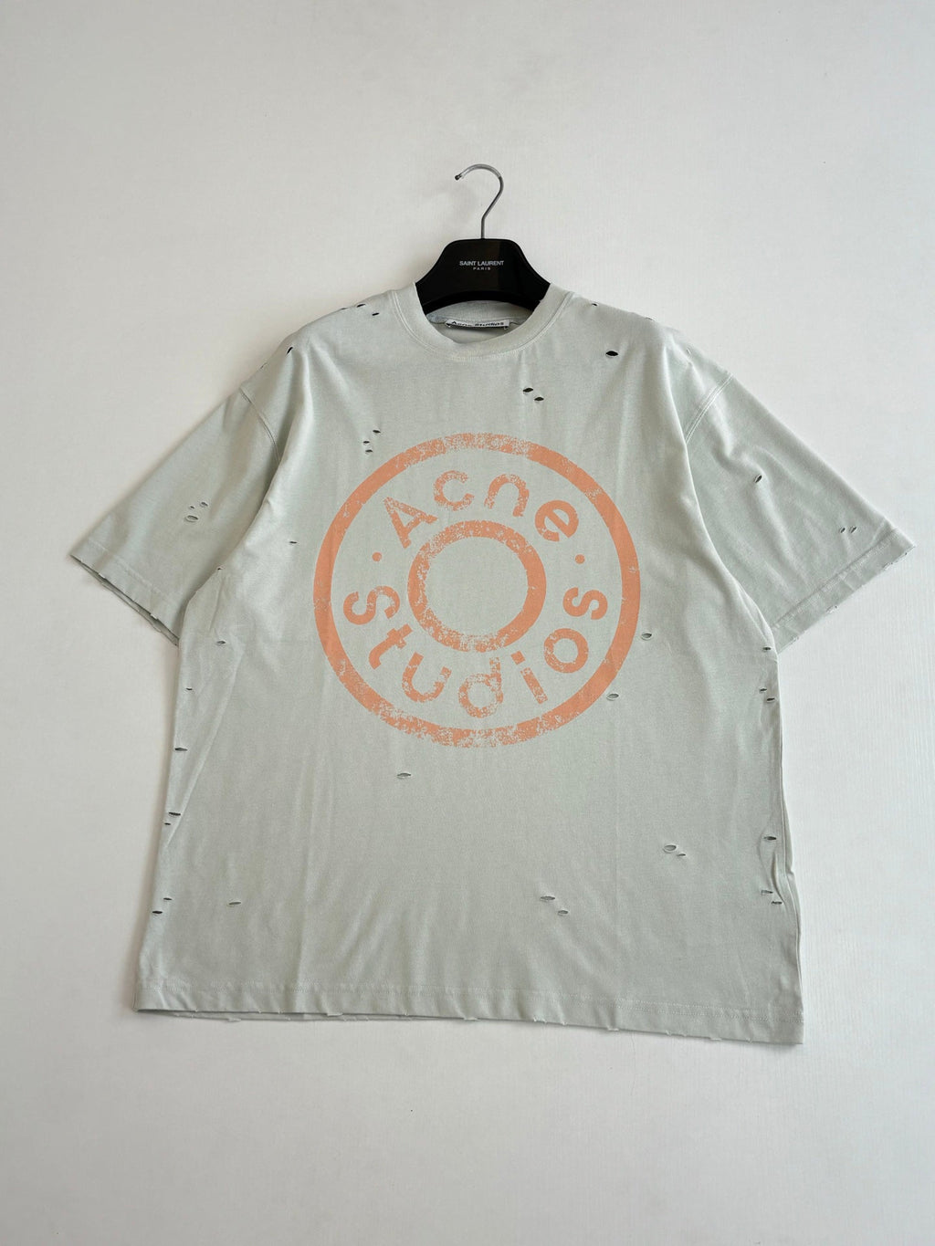 Acne Studios Distressed Circular‑Logo Oversized Short‑Sleeve T‑Shirt