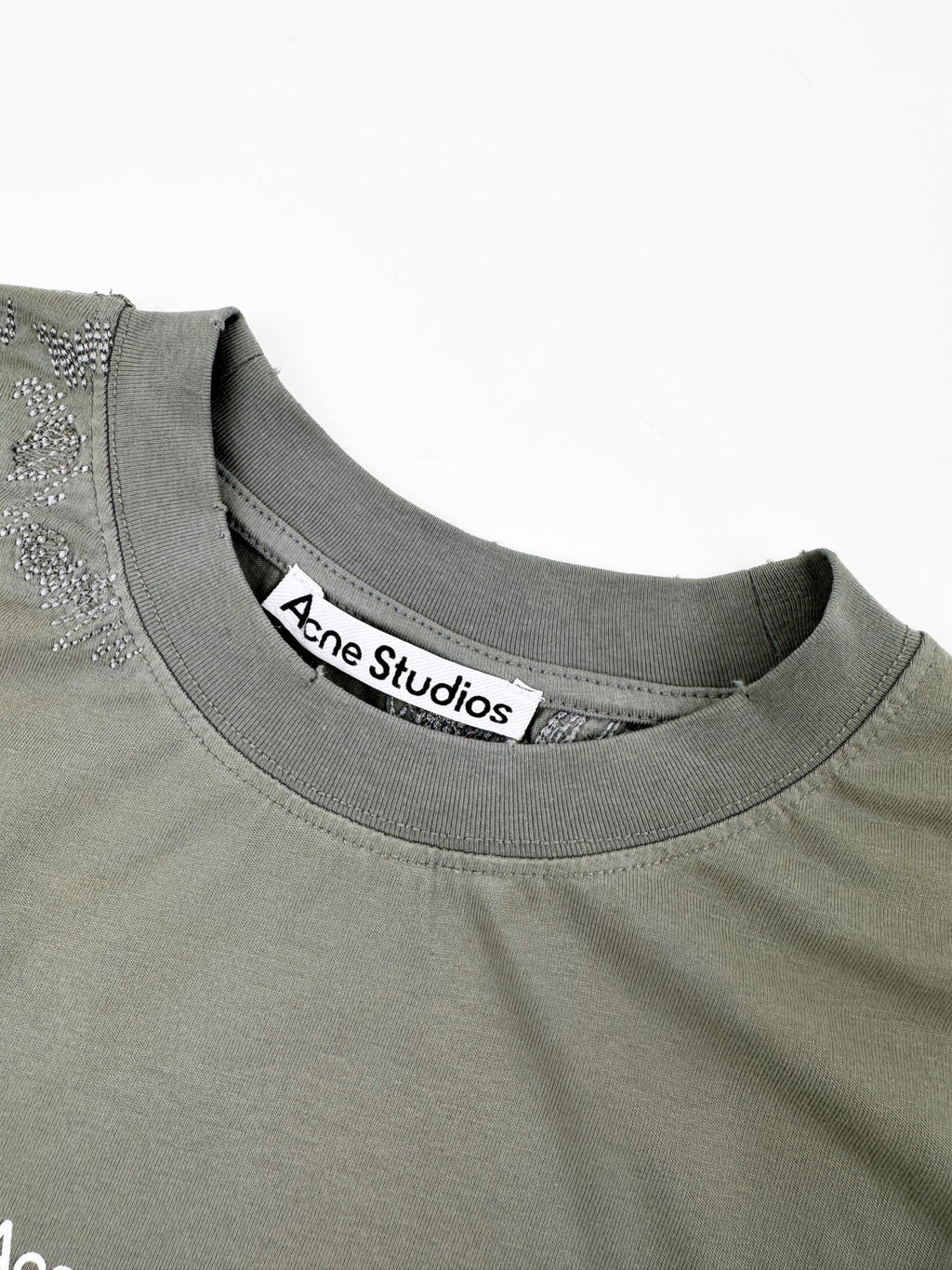 Acne Studios Distressed‑Detail Centered Text‑Logo Crew‑Neck Short‑Sleeve T‑Shirt