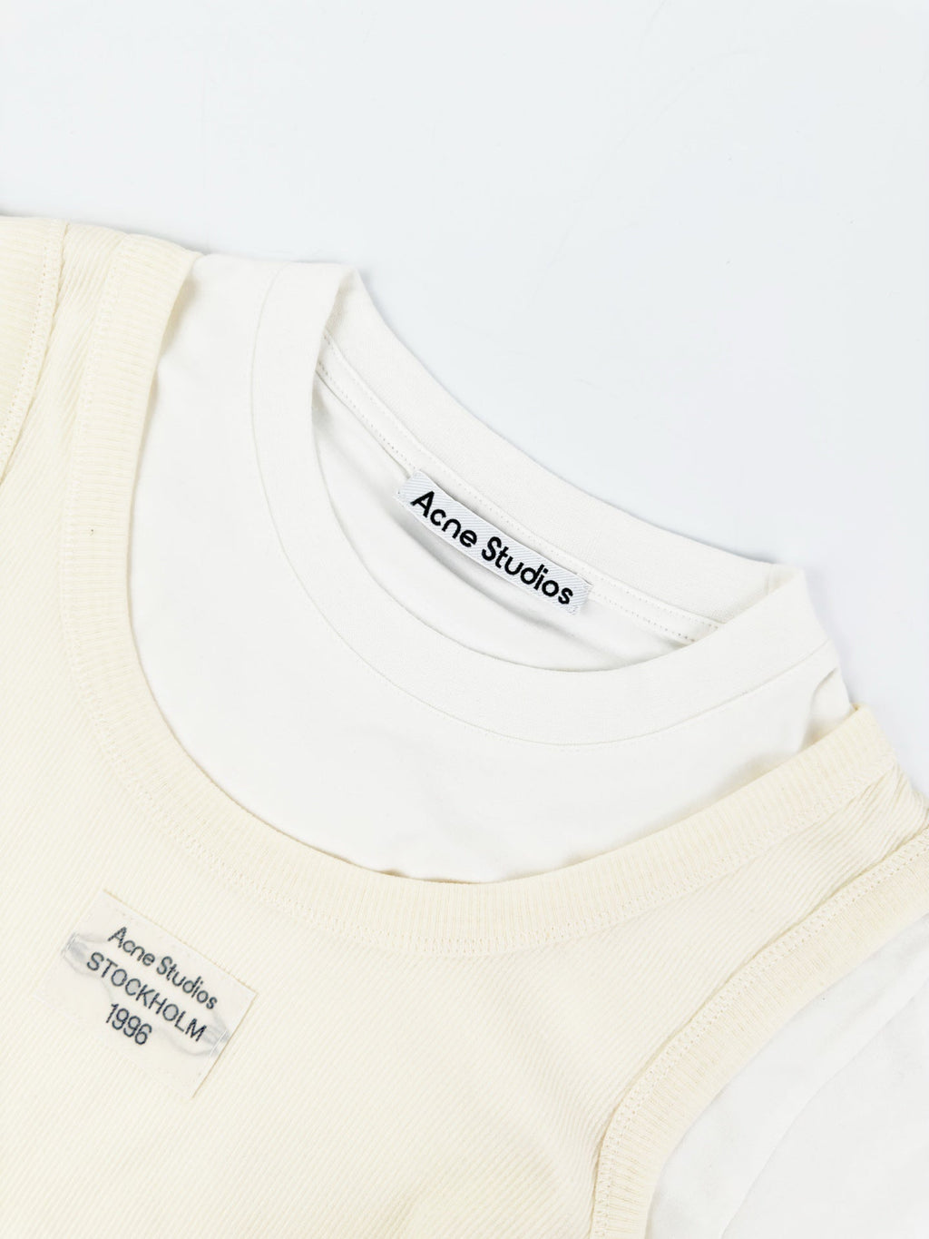 Acne Studios 1996‑Label Mock‑Layered Ribbed Tank Short‑Sleeve Top
