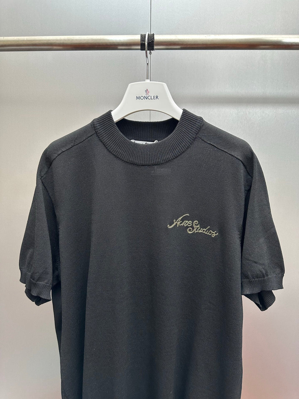 Acne Studios Script Logo Short‑Sleeve Knit Top