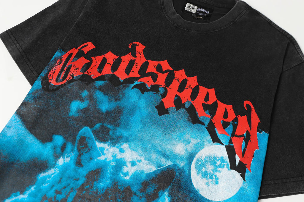 Godspeed Howling Wolf Moon Vintage Washed Graphic Tee