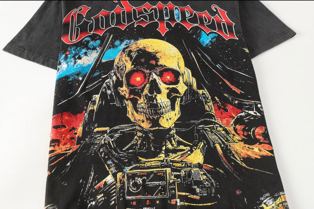 Godspeed Space Pilot Skeleton Short Sleeve Tee (Washed Black)