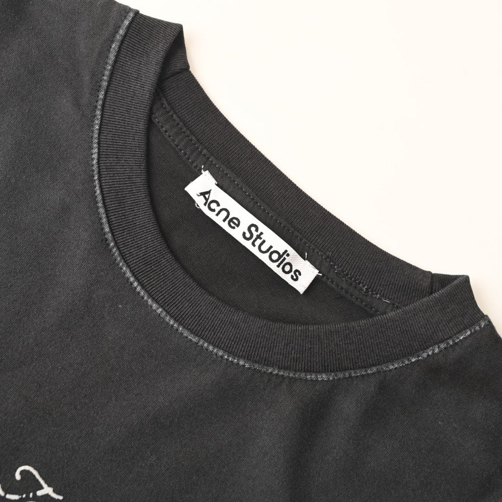 Acne Studios Vintage Script‑Print Oversized Crew‑Neck T‑Shirt