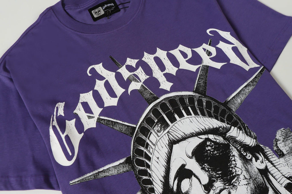 Godspeed Fallen Liberty Ruins Vintage Graphic Tee (Purple)