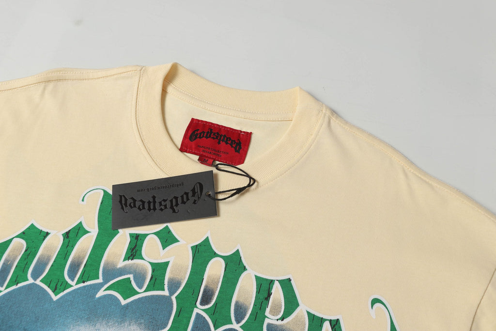 Godspeed Western Cowboy Riders Vintage Short‑Sleeve Tee (Cream Yellow)