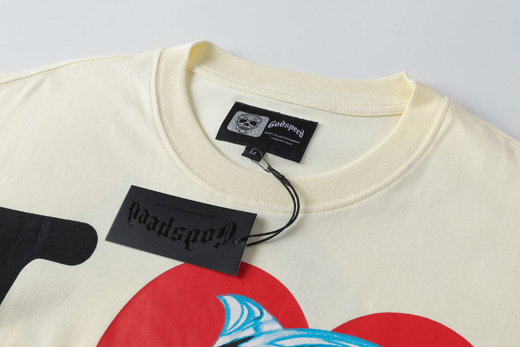 Godspeed I Love GS Dolphin Graphic T‑Shirt (Cream)
