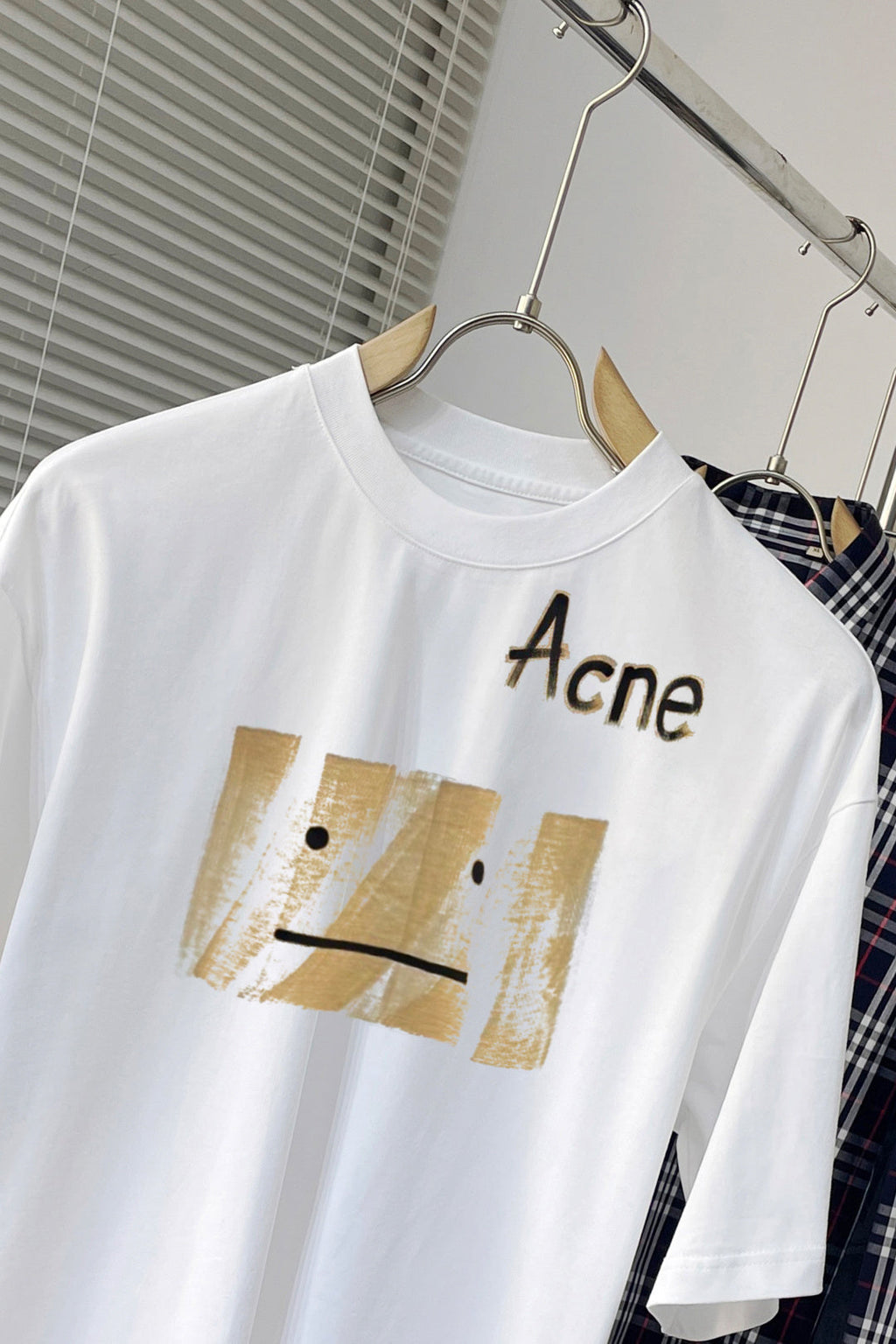 Acne Studios Brush‑Stroke Face‑Graphic Short‑Sleeve T‑Shirt
