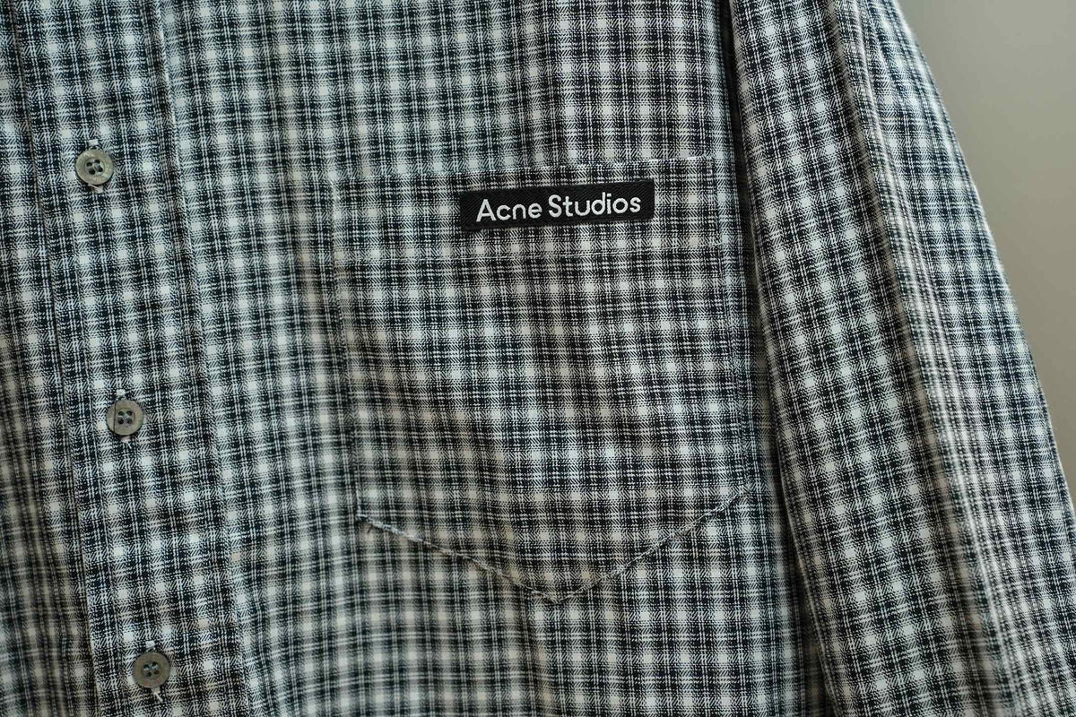 Acne Studios Check Patch‑Pocket Long‑Sleeve Button‑Down Shirt