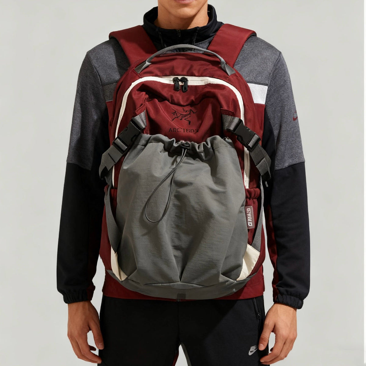 Arc'teryx Color‑Block Drawstring Pocket Backpack, Large‑Capacity Outdoor Travel Daypack Unisex